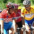 Frank Schleck chats with Tom Boonen during the second stage of the Tour de Suisse 2006